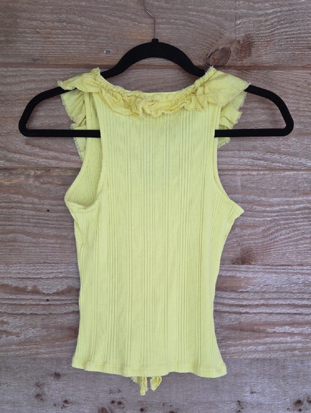 Pilcro XS Yellow Ruffle-Front Ribbed Tank - Picture 6 of 6
